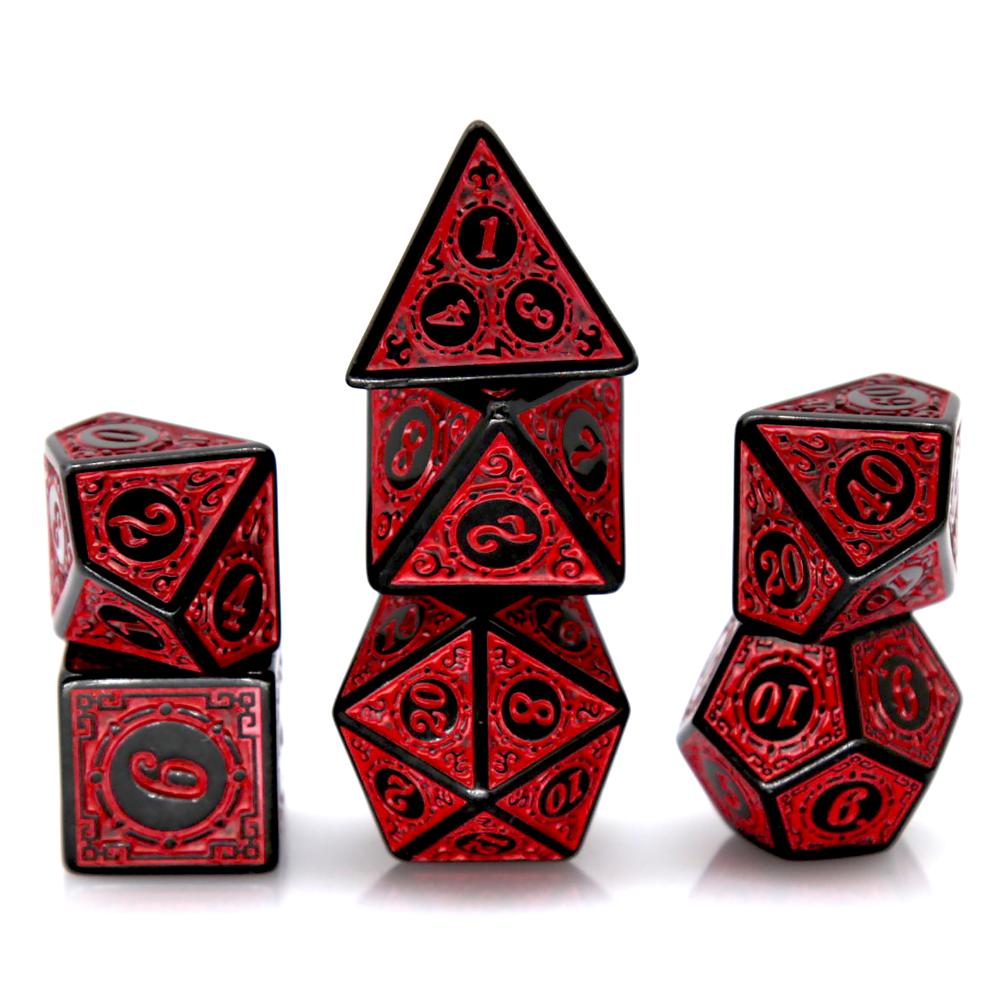 Gaming Handheld Accessories - 7Pcs Black Red Acrylic Polyhedral Dice