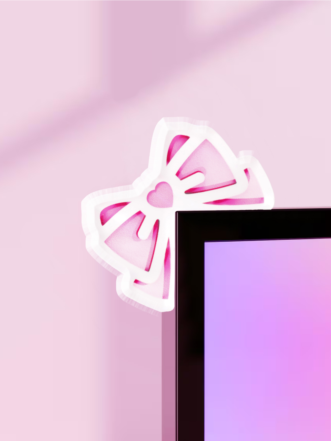 Gaming Accessories Monitor - Kawaii Bow Monitor Decor Pink Acrylic
